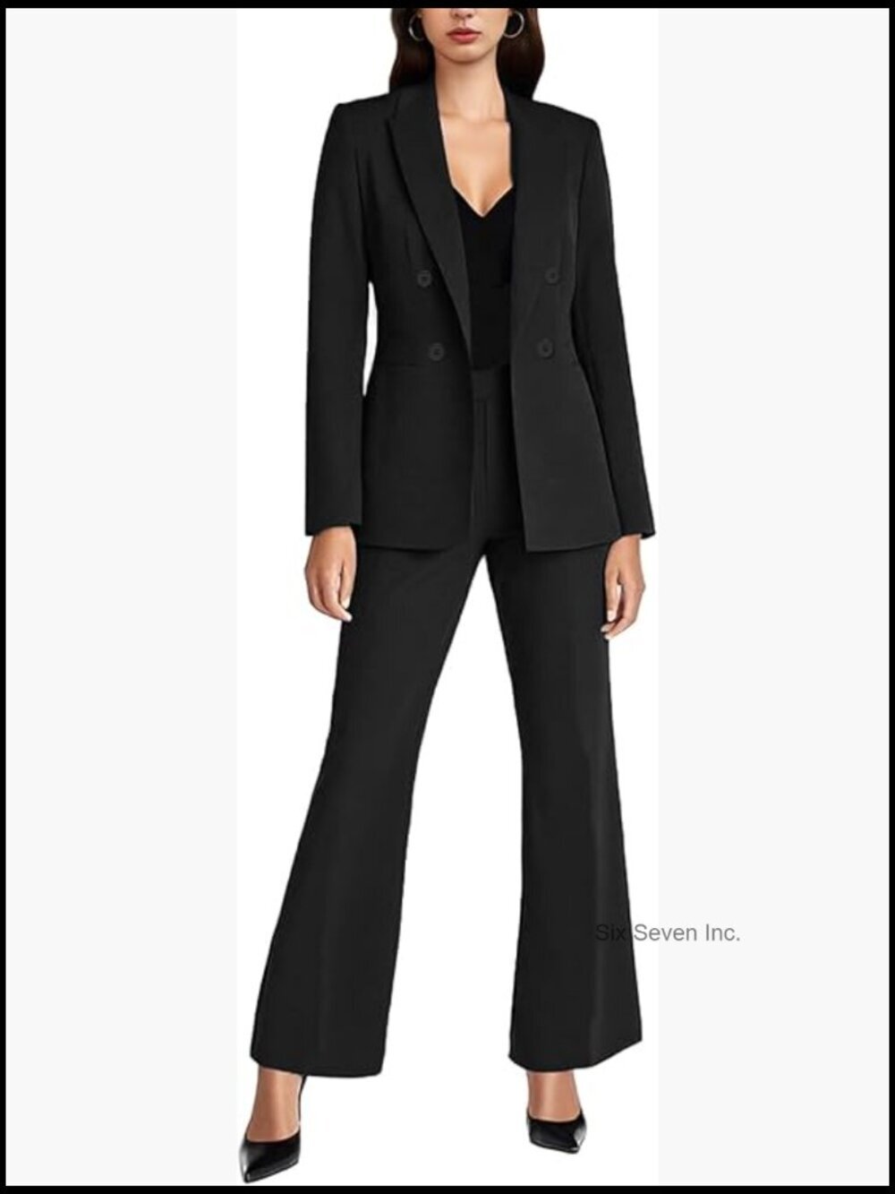 Women's 2 Piece Suit Set Long Sleeve Blazer Bootcut Pants Business Casual